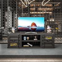 Meuble TV industriel personnalisé en fer, console multimédia de rangement pour salon, villa, maison, loft, mobilier commercial - Fixation murale sur mesure
