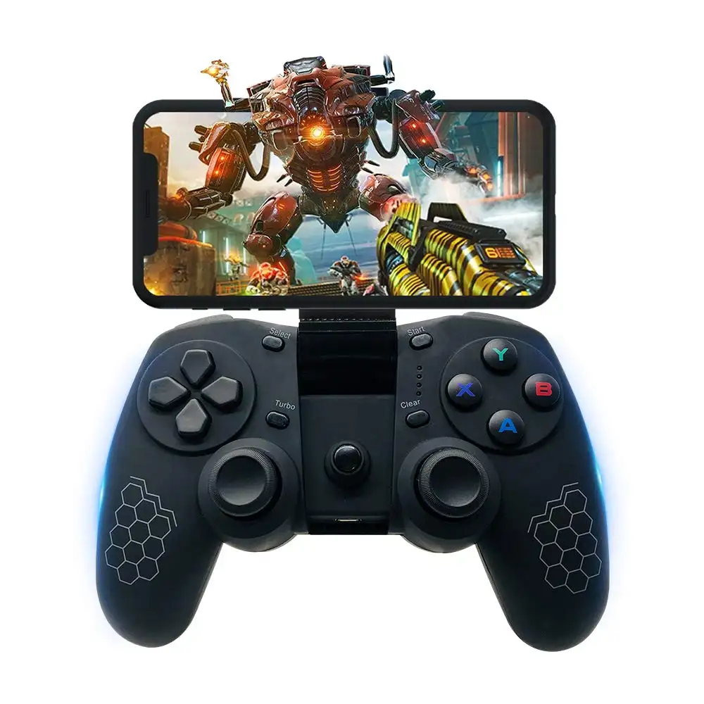 Wireless Android iOS Mobile PUBG Game Controller with Phone Holder Wireless Turbo Gamepad for Android TV PC Video Game