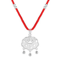 Collier pendentif en argent S925 style chinois tendance avec fermoir de sécurité, chaîne en corde pour femme, mode ethnique, vente en gros, direct usine