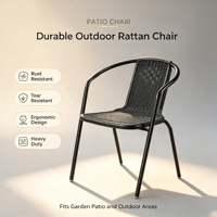 Fauteuil de patio en rotin plastique de style moderne, empilable, pour hôtel, café, jardin, cour, projet hôtelier
