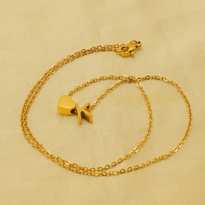 Collier Cœur Initial en Acier Inoxydable Plaqué Or 18K, Petit Collier Cœur avec Lettre, Collier Personnalisé avec Monogramme pour Femme - Product Image 5
