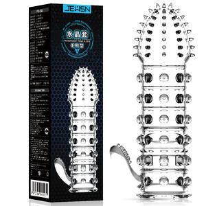 新しいスタイルのカップルセクシーなゲームのおもちゃ柔らかい感じTPEクリスタル男性用コンドーム - Product Image 4