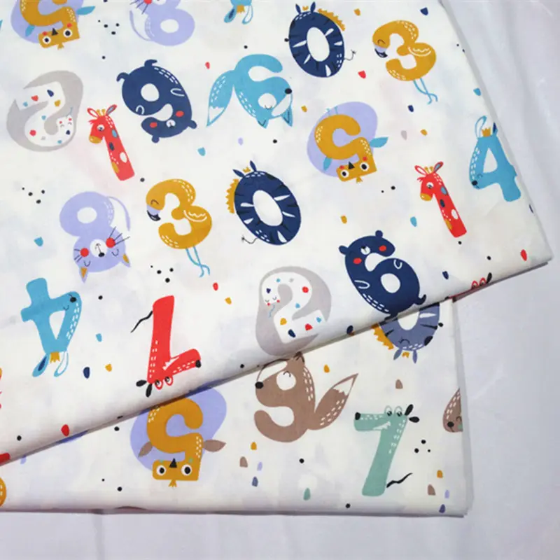 Custom number and animals baby print cotton fabric for bedding set