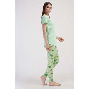 Conjunto de pijama KADIN LYC SUPREM O YAKA KISA KOL BLUZU UZUN ETEGI OVAL MANSETLI TAYT - Verde celadón - Verde celadón - Product Image 3