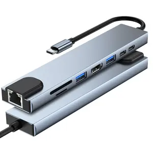 Sıcak satış tipi c hub 8 in 1 usb hub çok fonksiyonlu MacBook adaptörü Pro ve C tipi Windows dizüstü bilgisayarlar