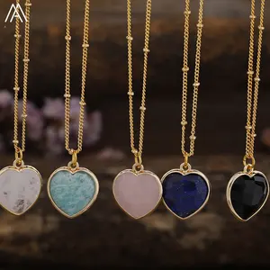 Мини-ожерелье в виде сердца, подарки любви, натуральный драгоценный камень, граненые сердца, кулон, Золотая цепочка, ювелирные изделия