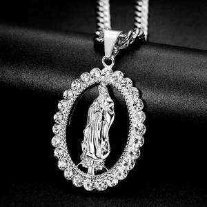 Vierge Marie à la mode Zircon déesse 316 bijoux en acier inoxydable bijoux fins 18k Pvd plaqué or pendentif colliers pour femmes 2024 - Product Image 5