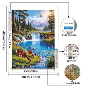 Peinture Diamant 5D en Résine : Paysage Naturel <span class=keywords><strong>Montagne</strong></span> et Ombre de Cerf, Décoration Murale Personnalisable pour la Maison - Product Image 3