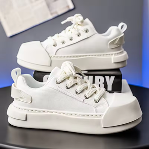 Fashion Leisure Walking Pu Leather Shoes Thick Soled Skateboard Shoes Simple Sports Trendy Lightweight Men's Casual Shoes - Product Image 2