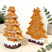 Ornamen Pohon Kue Jahe Gaya Eropa dari Resin, Hiasan Bintang Manik-manik Icing, Bentuk Kue Panggang Imitasi, Alas untuk Dekorasi Dalam Ruangan
