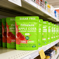 Emballage personnalisé pour suppléments gommeux – Sachet refermable mat à fermeture éclair pour gommes au vinaigre de cidre de pomme sans sucre et Keto