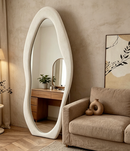 Frameless Glass Handmade Full Length Floor <b>Mirror</b> with Oval Shape Minimalist Design for Home Use - Product Image 3