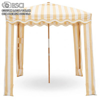 BR Customize Grande Tente Parasol Pliable en Bois Haut de Gamme UV50+ avec Bordure Ondulée pour Fêtes, Hôtels, Complexes et Jardins