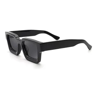 2023 Best Seller Uv 400 güneş gözlüğü lüks marka sıcak kalın siyah çerçeve kadın erkek asetat kare balıkçılık güneş gözlüğü polarize