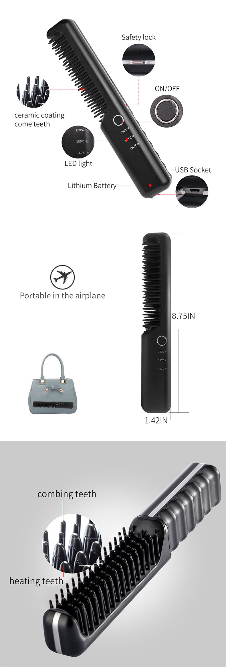 Electric Dryer Hot Air Comb Roll And Brush Set Straightening Straight Dual Use Combines In One Straightener Curler