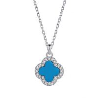 Kalung Liontin Bunga Semanggi Empat Daun Keberuntungan Perak Sterling 925 Desain Elegan Dylam dengan Zirkonia 5A dan Rantai untuk Wanita