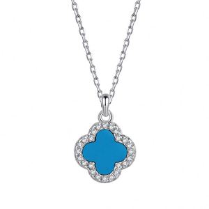 Collier pendentif en argent sterling 925 Dylam Elegance Design, trèfle à quatre feuilles porte-bonheur, zircone 5A, chaîne à maillons, pour femmes - Product Image 1