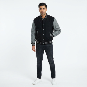 Chaquetas Varsity Unisex de Lona de Alta Calidad, Personalizadas con Estampado y Bordado, Estilo Béisbol, Cuello Alto, Talla Grande, para Invierno - Product Image 1