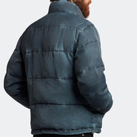 LF Hiver Logo Personnalisé Heavy Weight Zipper up Matelassé Washed Bomber Men Funnelled Puffer Jacket