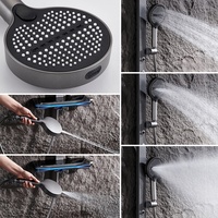 Ensemble de douche mural populaire en laiton gris pistolet multifonctionnel LED pluie et jet avec système de panneau chaud et froid