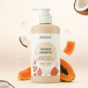 Champú Nutritivo y Renovador OEM ODM 330ml, Papaya, Aloe Vera, Linaza, Refrescante e Hidratante para el Cabello - Product Image 5