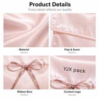 Pochette anti-poussière personnalisée en satin 20x24cm avec fermeture à ruban, sac à vêtements en satin avec nœud, sac à nouer en satin, logo OEM en gros