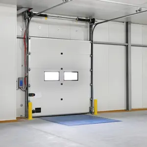 Porta de armazém industrial seccional deslizante de elevação vertical automática com painel isolado