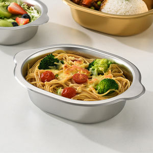 Tazón Ovalado <span class=keywords><strong>de</strong></span> Acero Inoxidable Estilo Coreano con Doble Asa, Fondo Plano, para Ensaladas, Fideos, <span class=keywords><strong>Pollo</strong></span> Frito - Product Image 6