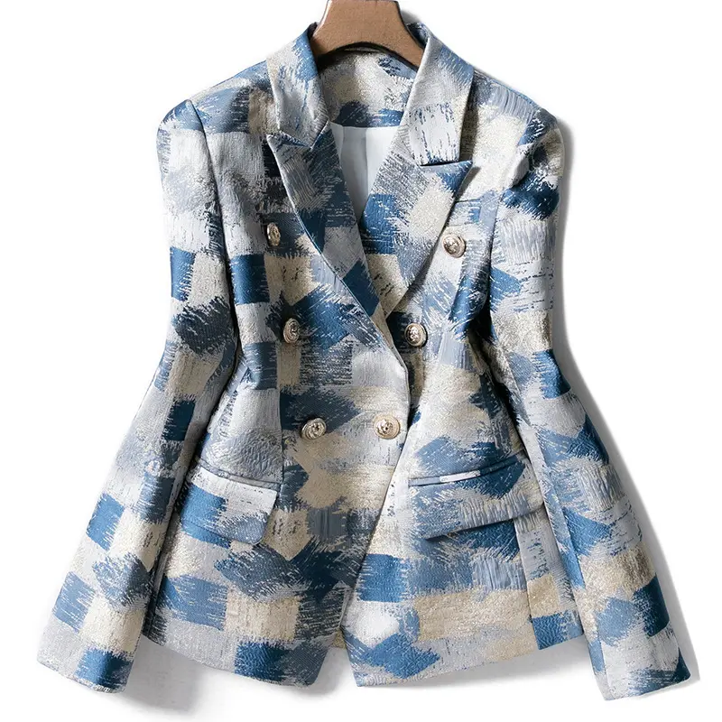 New Women Fashion Blazer Suit Party Coat Casual Slim Fit Blazer Buttons Suit 3D Floral Print Painting Blazers Jacket