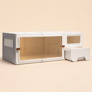 Casa Modular para Gatos, <span class=keywords><strong>Jaula</strong></span> Interior con Cajón Extraíble para Arenero, Panel de Resina PP y PS, 105x45cm, Blanca, Transpirable, Fácil de Limpiar, Moderna - Product Image 1