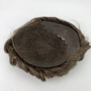 Emeda แฮร์พีชผมสีน้ำตาลอ่อนประดับลูกไม้ด้านหน้าระบบสำรองสำหรับ<span class=keywords><strong>ผู้ชาย</strong></span>วิกผมปลอมระบายอากาศได้ดีทำจากโพลี - Product Image 2