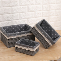 Élégant panier de rangement rectangulaire en osier avec cadre en fer et doublure en corde de papier Style élégant