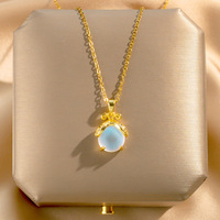 Collier tendance 2026 en acier inoxydable plaqué argent avec chaîne à maillons, pendentif opale motif animal, joli bijou cadeau pour anniversaire