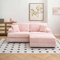 Anpassbares rosa-weißes Wolken-Modulsofa, modernes, flauschiges, samtbezogenes, quadratisches Design, platzsparend komprimiert.