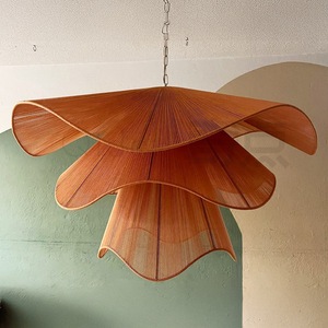 Lustre en rotin de bambou à six têtes, lampe à économie d'énergie, décoration de salon, luminaire suspendu pour la maison - Product Image 1