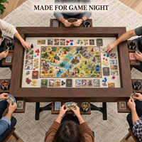 Table de jeu Hanyee en MDF, table à manger, grand espace de jeu, plateau amovible avec tapis de jeu et 6 porte-gobelets et plateau pour loisirs, finition noyer