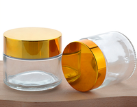 Pot en verre transparent vide pour crème, 5ml, 10ml, 30ml, 50ml, 100ml, avec bouchon en bois mat noir, blanc, or, argent, joint intérieur, vente en gros de cosmétiques