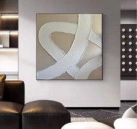 Grandes Peintures Abstraites Bohèmes Faites à la Main, Minimalistes, Beige et Blanc, Géométriques, Wabi Sabi, Décoration Murale sur Toile Encadrée
