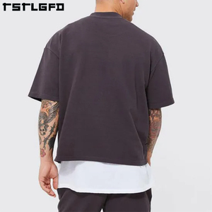 Camiseta corta cuadrada de gran tamaño 100% algodón orgánico para hombre logotipo personalizado fabricante de ropa de algodón orgánico camiseta recortada para hombre - Product Image 4