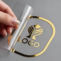 Étiquettes adhésives personnalisées en cuivre imperméables imprimées par transfert UV, transparentes, 3D, de luxe, avec logo noir en feuille d'or pour cadre photo