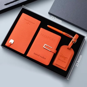 Ensemble Cadeau de Voyage Personnalisé en Cuir PU Imprimé Sérigraphié, Porte-Passeport, <span class=keywords><strong>Valise</strong></span>, Carnet et Stylo – Vente en Gros - Product Image 6