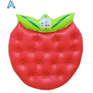 Strawberry fruit shape vinyl PVC air blow inflatable summer pool sea lake river beach float air mat lounge mattress water bed