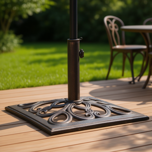 Base para Sombrilla de Patio de Hierro Fundido, 26.5 Libras, 19.3 Pulgadas, Color Marrón, Muebles de Exterior Contemporáneos - Product Image 2