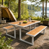 Table de pique-nique pliable tout-en-un avec bancs intégrés en WPC pour jardin, parc et camping