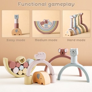Smistamento in legno impilabile bilanciamento blocchi educativi apprendimento prescolare bambino giocattoli Montessori giochi a forma di animale - Product Image 3