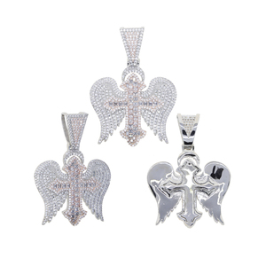 Fashion <span class=keywords><strong>Angels</strong></span> & <span class=keywords><strong>Demons</strong></span> Iced Out Cross Micro Zirkon gepflasterte Flügel Halskette Hochwertige Männer Frauen Hip Hop Schmuck Anhänger - Product Image 3