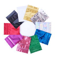 Sacs d'emballage en Mylar, multicolore, brillant, petit papier aluminium plat, fermeture éclair refermable, anti-odeur, échantillon, unités
