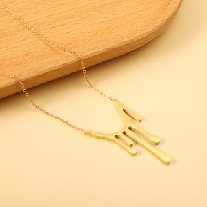 สร้อยคอจี้รูปทรงขี้ผึ้งสแตนเลสสตีลชุบไฟฟ้า สไตล์มินิมอลฮิปฮอป สำหรับแฟชั่น - Product Image 3