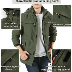 Custom Men's Multifunctional Tactical Soft Shell <strong>Jacket</strong> Windproof Breathable Warm <strong>Long</strong> Zipper Closure <strong>Waterproof</strong> Outdoor <strong>Jacket</strong> - Product Image 2