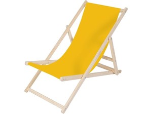Chaise de plage pliante à bas prix chaise de jardin en bois jaune avec tissu Oxford pour le camping et la villa chaise longue - Product Image 2